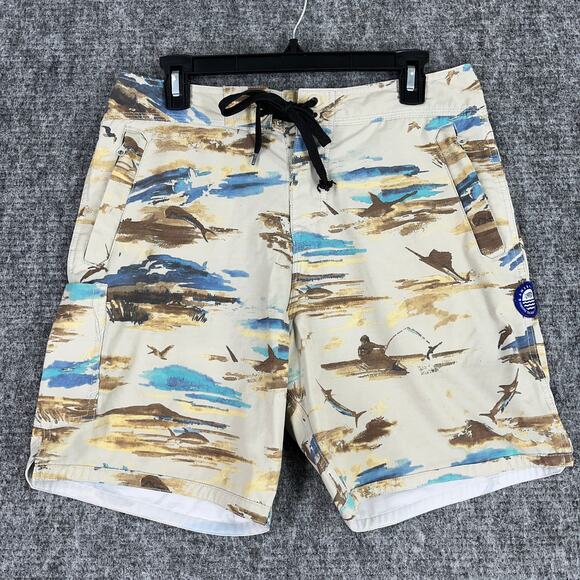 AFTCO Bathing Suit Men 30 Board Shorts Swimwear Hybrid Fishing Watersports Beach - Picture 1 of 9